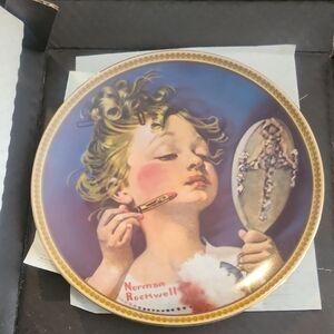 The Bradford Exchange Norman Rockwell Decorative Plate - Gold, Blue, Pink